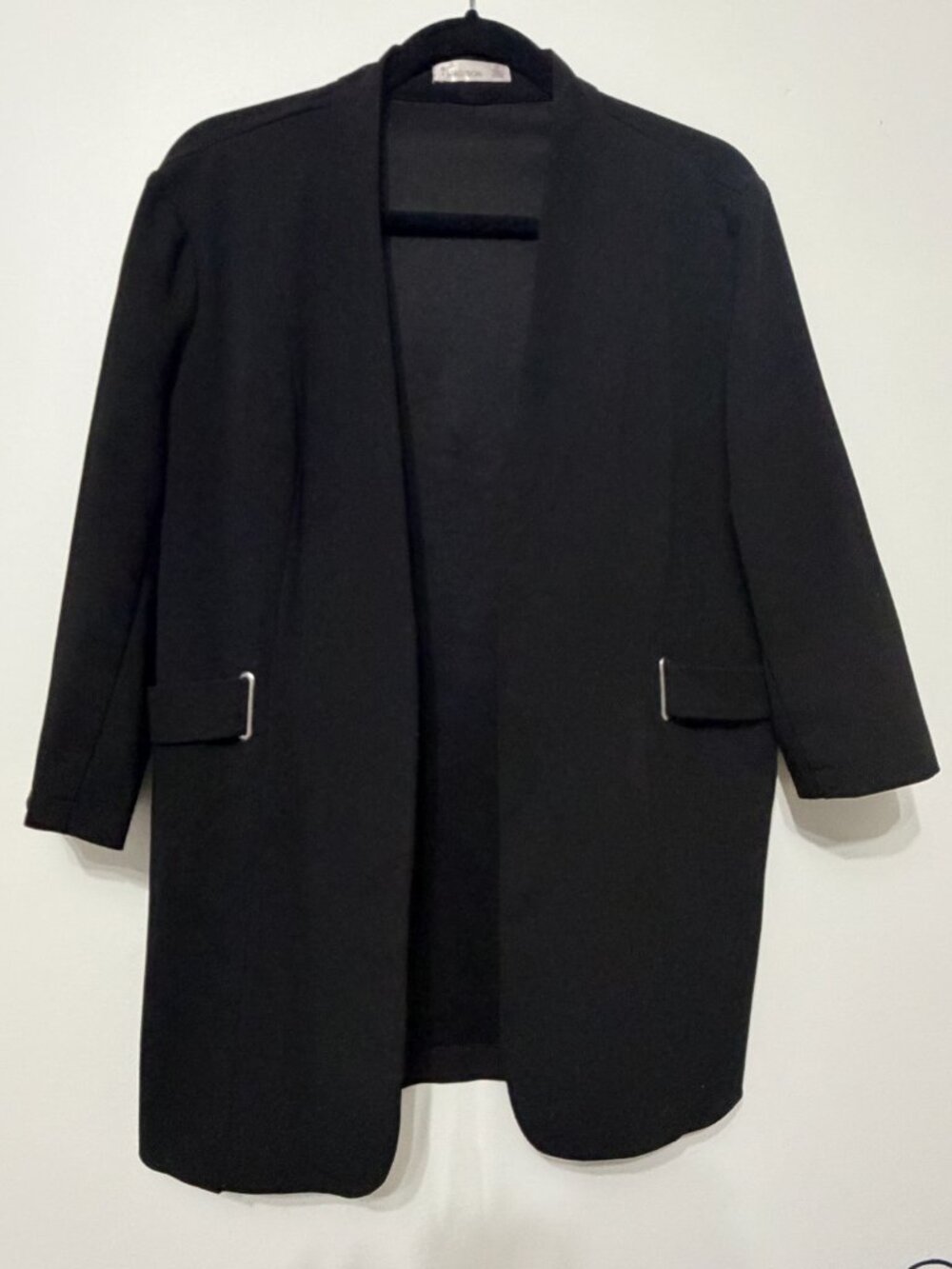 89th & Madison Black Open Front 3/4 Sleeve Blazer